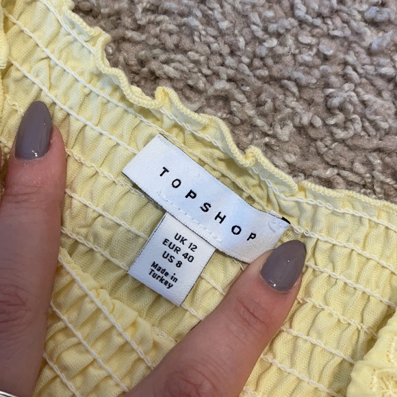 Topshop Shirred Frill Sleeve Top - Picture 5 of 6